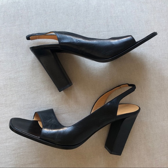 MaxMara Shoes - Max Mara Square Toe Block Heel Slingback Heels